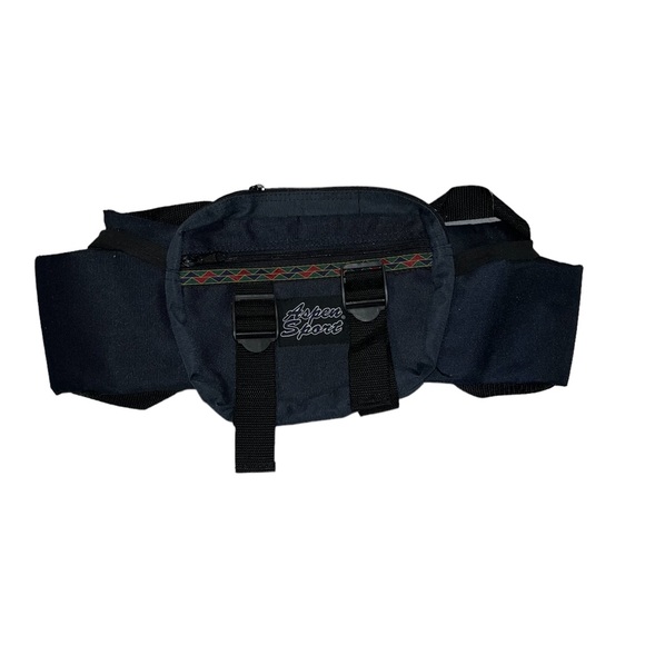 Vintage 90s Aspen Sports Navy Blue Fanny Pack With Water bottle holders - Picture 5 of 6